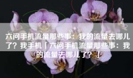 六问手机流量那些事：我的流量去哪儿了？我手机「六问手机流量那些事：我的流量去哪儿了？」