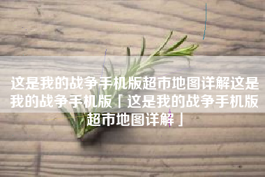 这是我的战争手机版超市地图详解这是我的战争手机版「这是我的战争手机版超市地图详解」